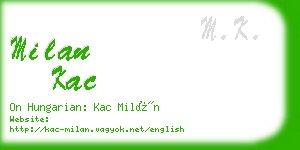 milan kac business card